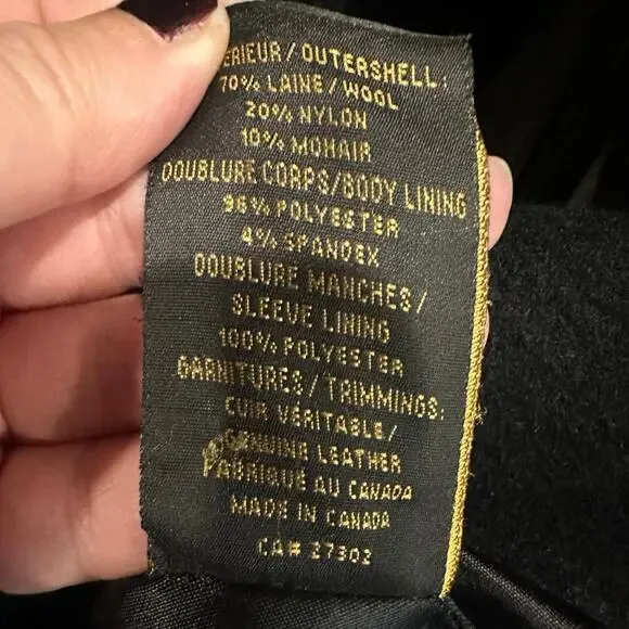 Mackage Black Wool Blend Funnel Neck Peacoat Minimalist Quiet Luxury Medium - Picture 16 of 16